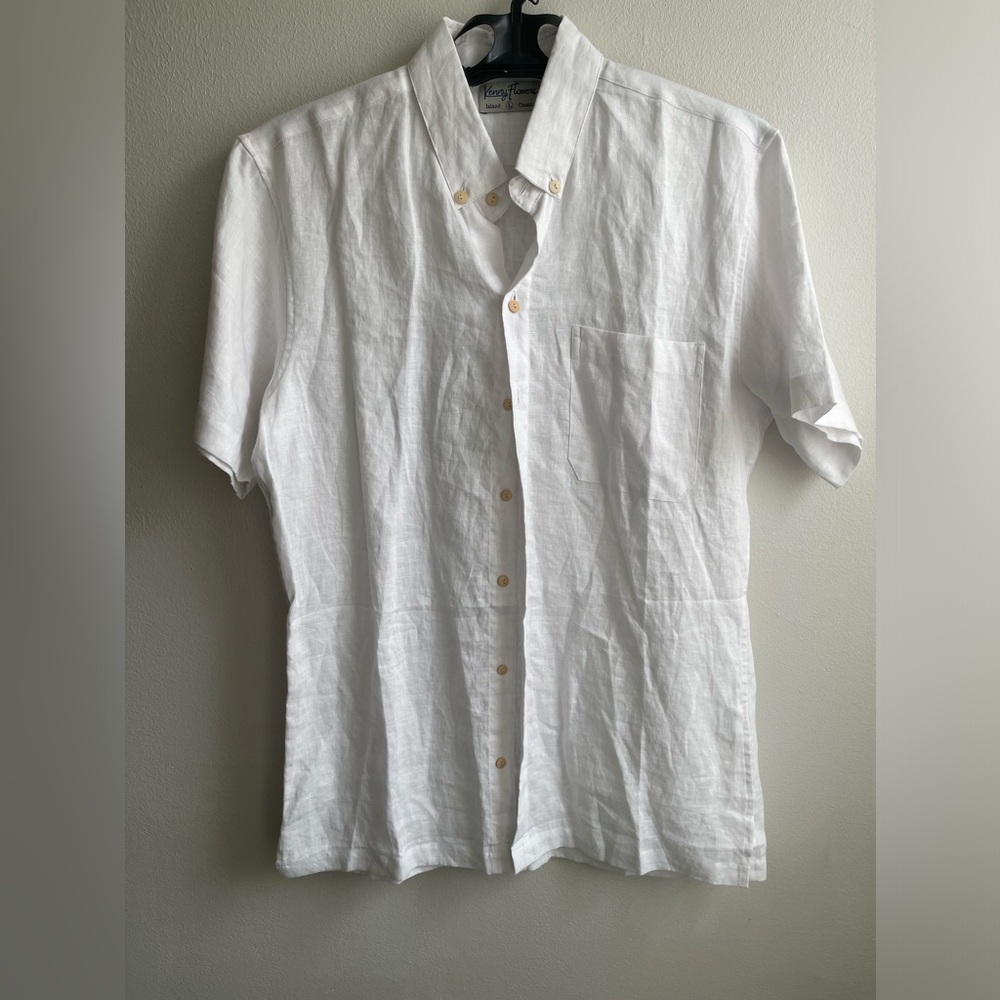 Kenny Flowers Men’s Casa Blanca Short Sleeve Linen Button Up Shirt
